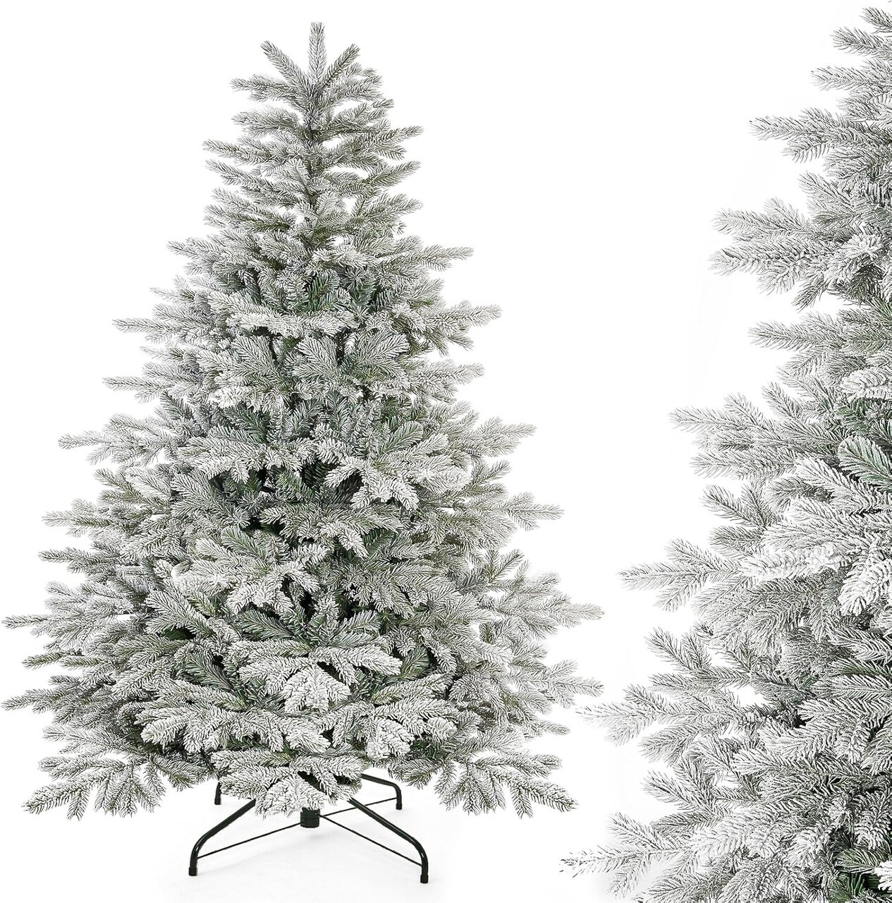 5ft Artificial Christmas Tree(Green and White)48.03"D x 48.03"W x 60.24"H